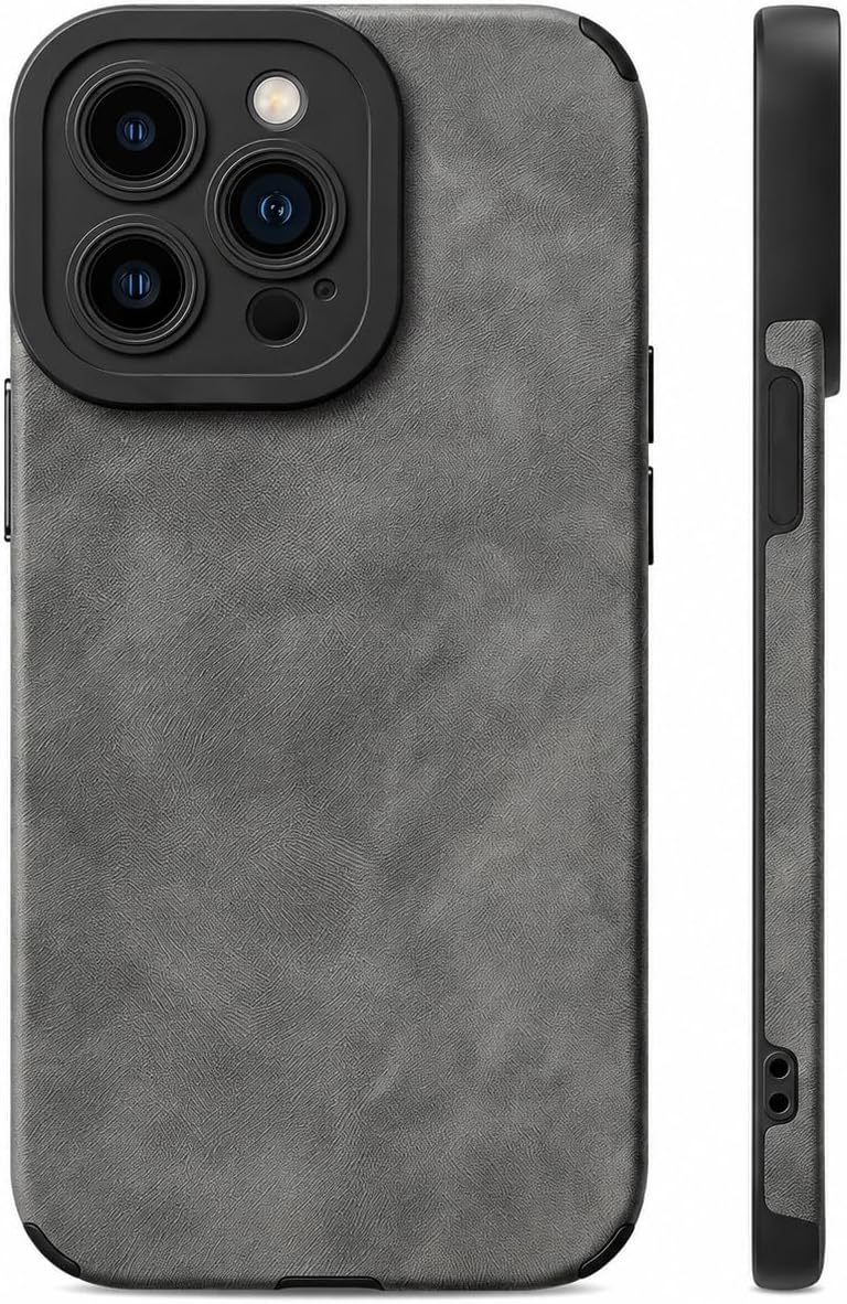 Black Alcantara Suede Phone Case for iPhone 13/14,Shockproof Anti-Slip Anti-Scratch Protective Cover,Anti-Fingerprint Soft Touch, for Men Women Daily Work Commute Use, Full-Body Protection