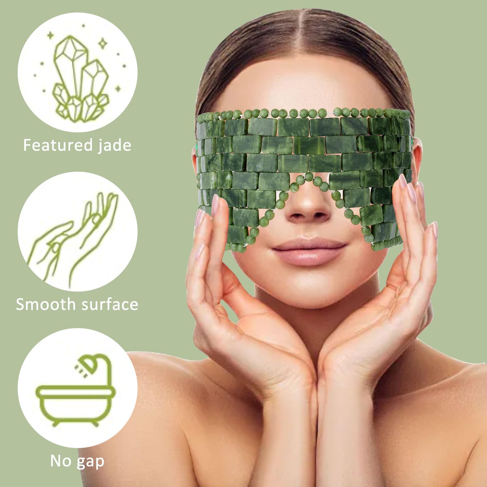 ideayard Maschera per occhi di giada maschera riutilizzabile naturale pietra facciale verde per eliminare le rughe gonfiore