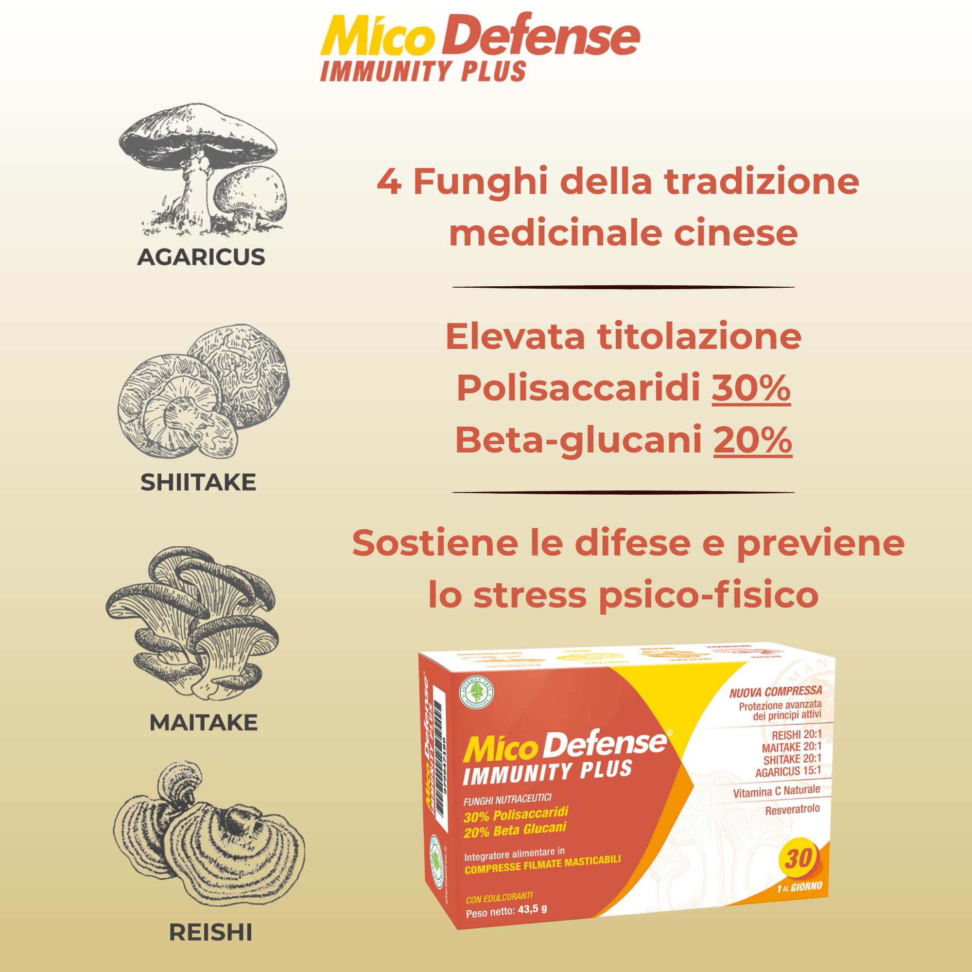 MicoDefense - Integratore 4 Funghi medicinali, Resveratrolo e Vitamina C