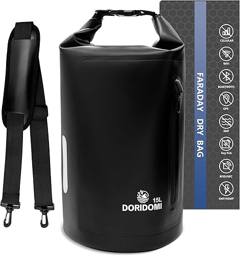 Faraday Bags Bolsa a prueba de EMP  Mochila Faraday impermeable negra de 15 L con bolsillo frontal y correa acolchada, bolsas EMP, bolsa Faraday