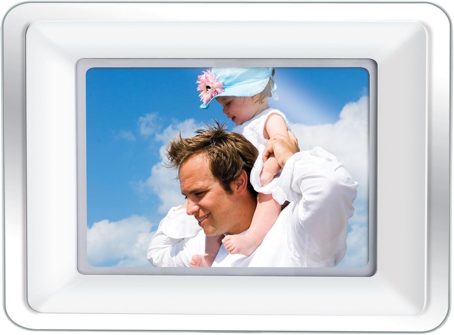 Coby DP772 7Inch Widescreen Digital Photo Frame with MP3 Player,White/Black