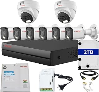CP PLUS 8 channel DVR with 2MP 6x OUTDOOR & 2x INDOOR, Built-in Audio Mic, Dual Light Color Night Vision wired CCTV Camera Price In India