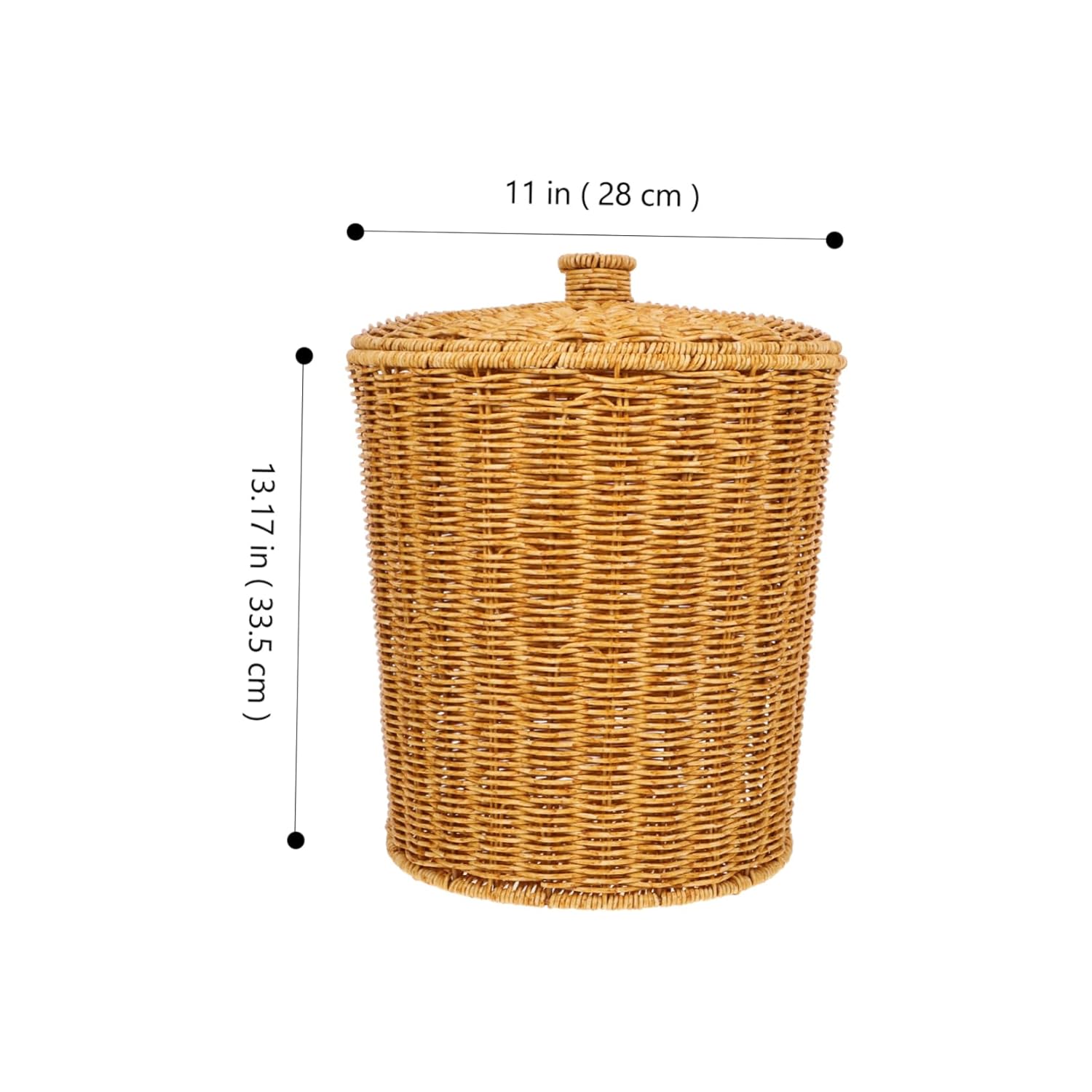 Cabilock Rustic Woven Storage Basket with Cover Multi Functional Trash Can for Bedroom Living Bathroom for Clothes and Sundries Organization