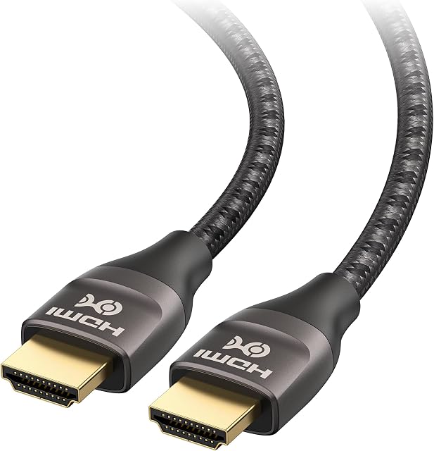 Cable Matters Premium Braided 48Gbps Ultra HD 8K HDMI Cable 6.6 ft / 2m with 8K @120Hz, 4K @240Hz and HDR Support for PS5, Xbox Series X/S, RTX3080 / 3090, RX 6800/6900, Apple TV and More in Black