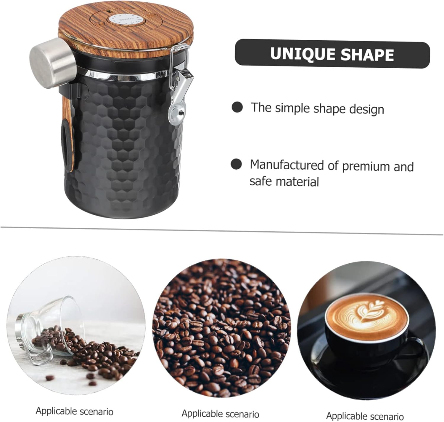 Sealed Coffee Bean Canister Airtight Storage for Coffee Beans and Dry Foods Date Tracker Stainless Steel and Finish for Kitchen Organization
