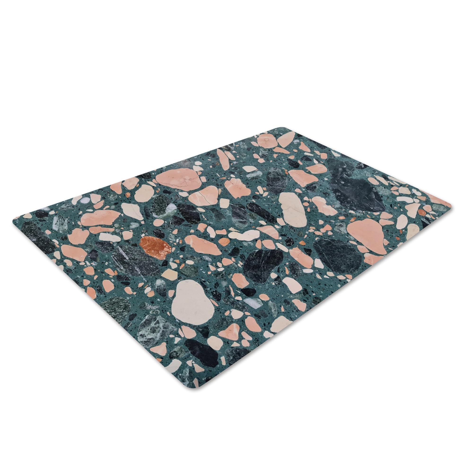 Pagnanno. Chopping Board-Catering Cutting Set-Kitchen Board-Glass Worktop Savers-Sink Chopping Board-Large-Worktop Protectors Heat Resistant-Marble Effect Teal & Pink - Design 18, 50x40cm (Pack of 1) — image 1