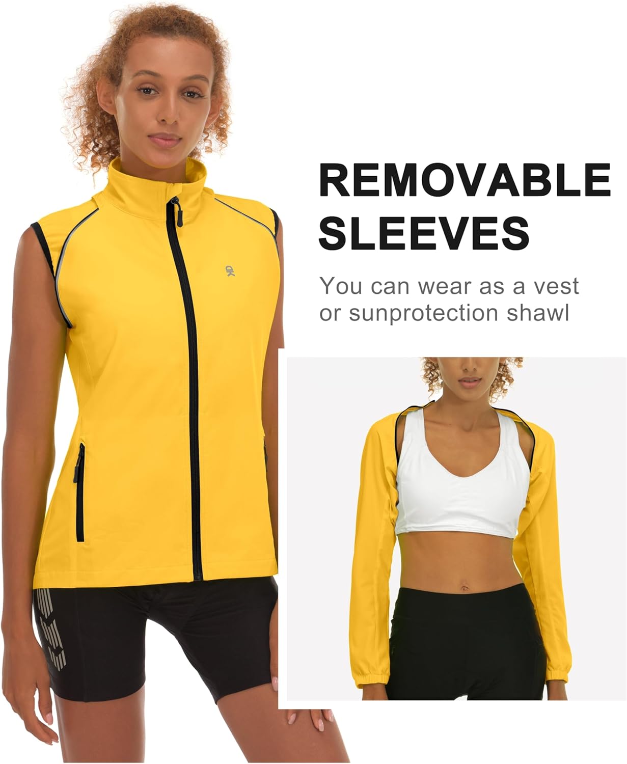 Little Donkey Andy Women's Lightweight Waterproof Cycling Jacket with Removable Sleeves for Biking Running Golf - Image 3