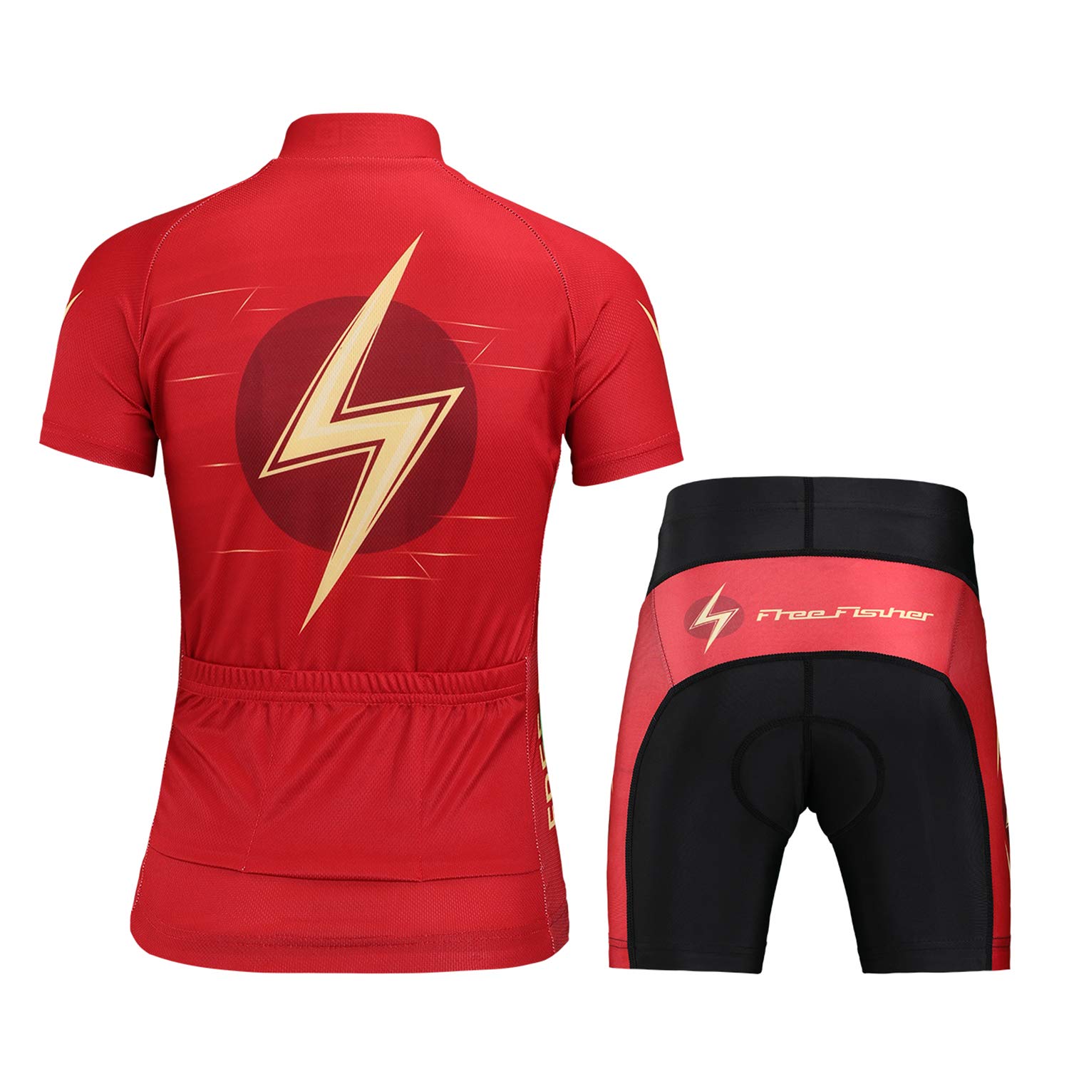 Maillot Ciclismo Niño con Bolsillo Trasero Almohadilla Pantalones Cortos Bicicleta Elásticos Transpirables+Camisa 2 Piezas Traje Jersey Secado Rápido para Edades 4-16 Años
