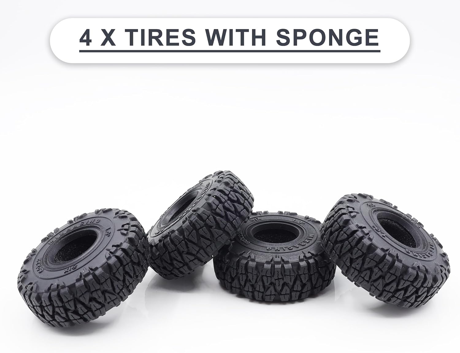 1.0 Tires 60 * 22mm Soft Rubber Crawler Wheel Tires with Foam Inserts for 1/18 TRX4M 1/24 RC Crawler Axial SCX24 FMS FCX24 RC Crawler Car