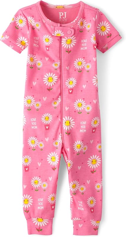 The Children's Place baby-girls And Toddler Snug Fit 100% Cotton Short Sleeve Top and Pants 2 Piece Pajama Set