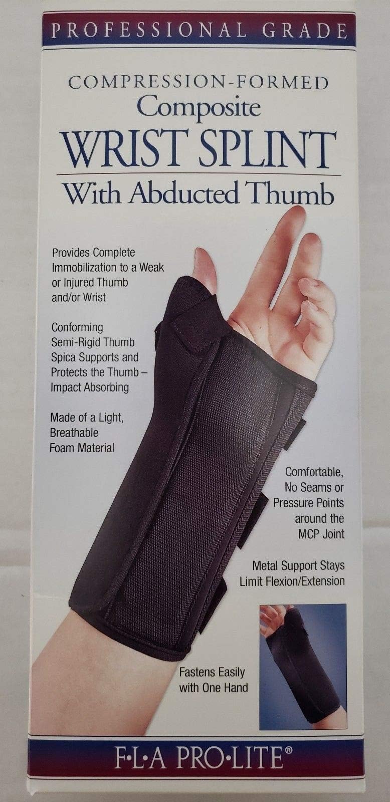 FLA Orthopedics Florida Orthopedics Prolite 8 Wrist Splint, Black, Right X-Large