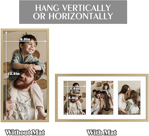 Miniatura 5 de Golden State Art, Marco de aluminio para collage de 4 x 6, muestra imágenes de 6 x 4 con 3 aberturas o una foto de 7 x 14, cristal real, pantalla de