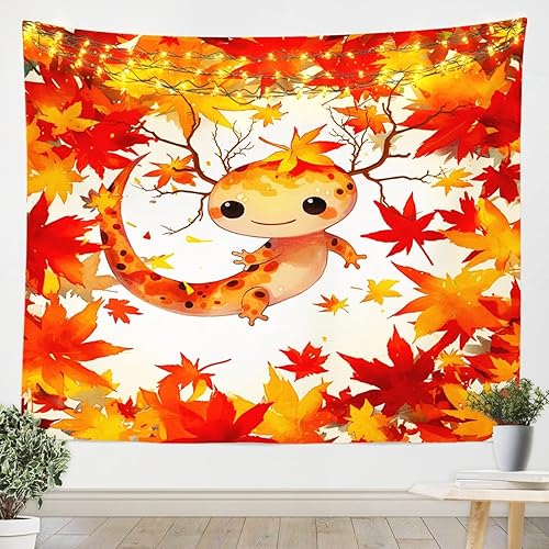 Miniatura 3 de Feelyou Bonito tapiz de ajolote de dibujos animados de salamandra, tapiz para colgar en la pared para niños y niñas, tapiz de pared de ajolote