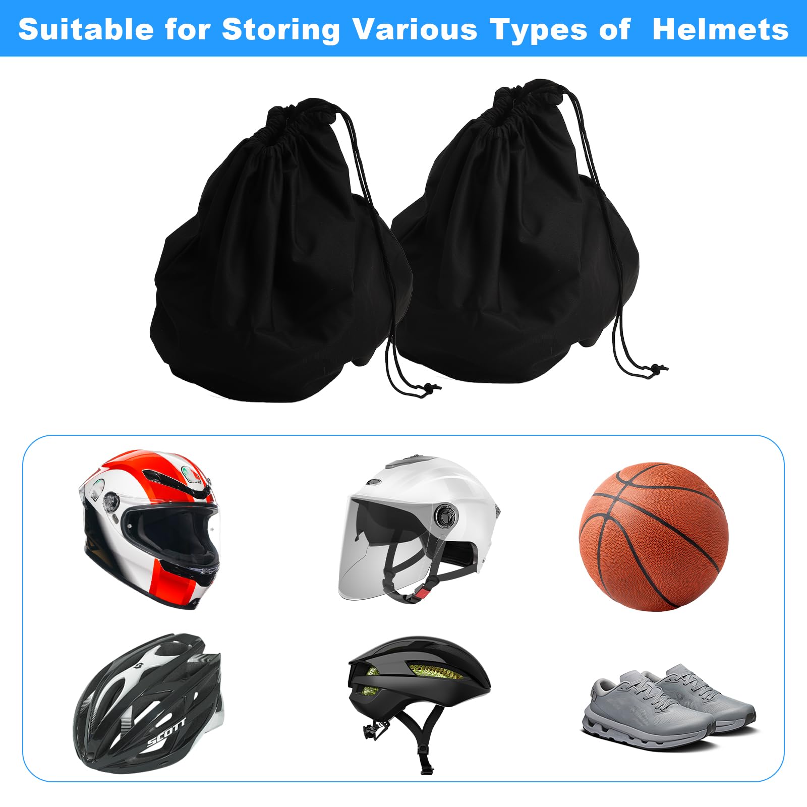 2 sztuki toreb na kask motocyklowy ze sznurkiem, uniwersalna torba na kask narciarski, duża, oddychająca osłona na kask motocyklowy, worek ochronny do integralnego kasku rowerowego, kasku