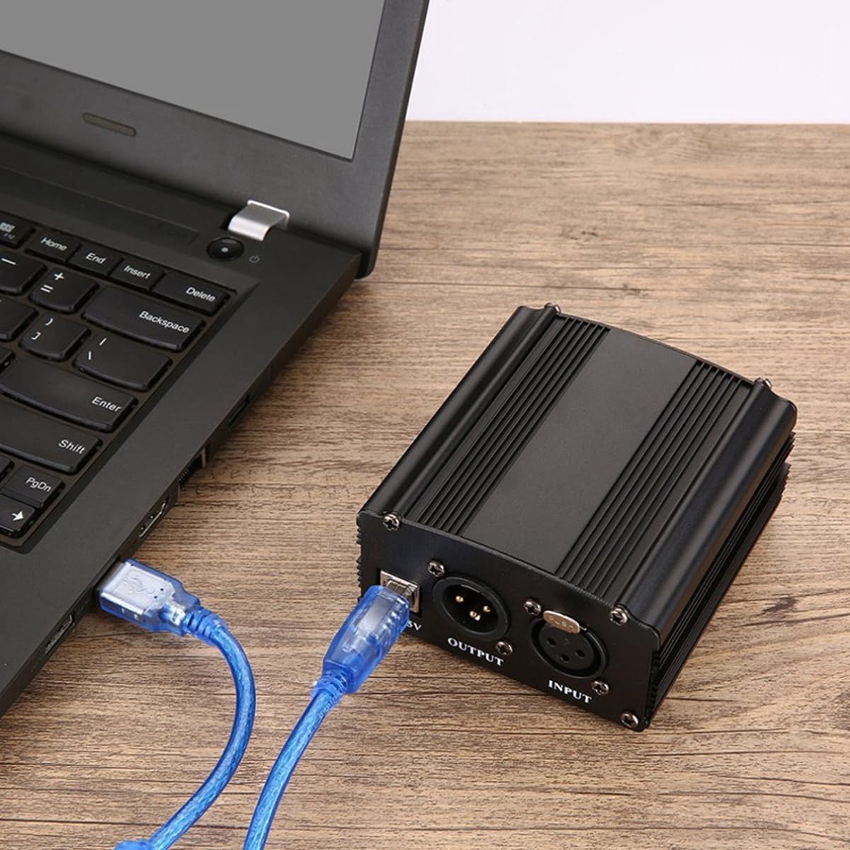 Alide Alimentation fantôme 1 canal 48 V avec câble microphone XLR 3 broches pour microphone à condensateur