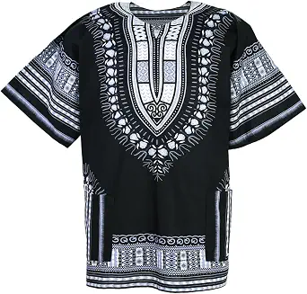 Chainupon African Dashiki Cotton Shirt for Men and Women, Festival Boho Hippie Style