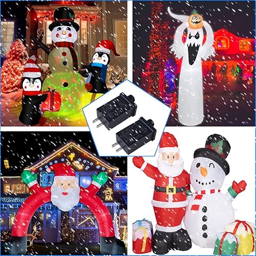 Miniatura 6 de Adaptador inflable de repuesto para patio, 12 V, 1a, 2 unidades, adaptador de fuente de alimentación para decoración inflable al aire libre, enchufe