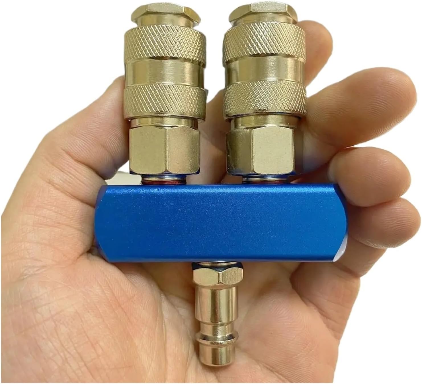 2 Ways EU Type Pneumatic Manifold Splitter Coupler Quick Fitting Air Gas Pump Compressor Connector With G1/4 Thread Plug