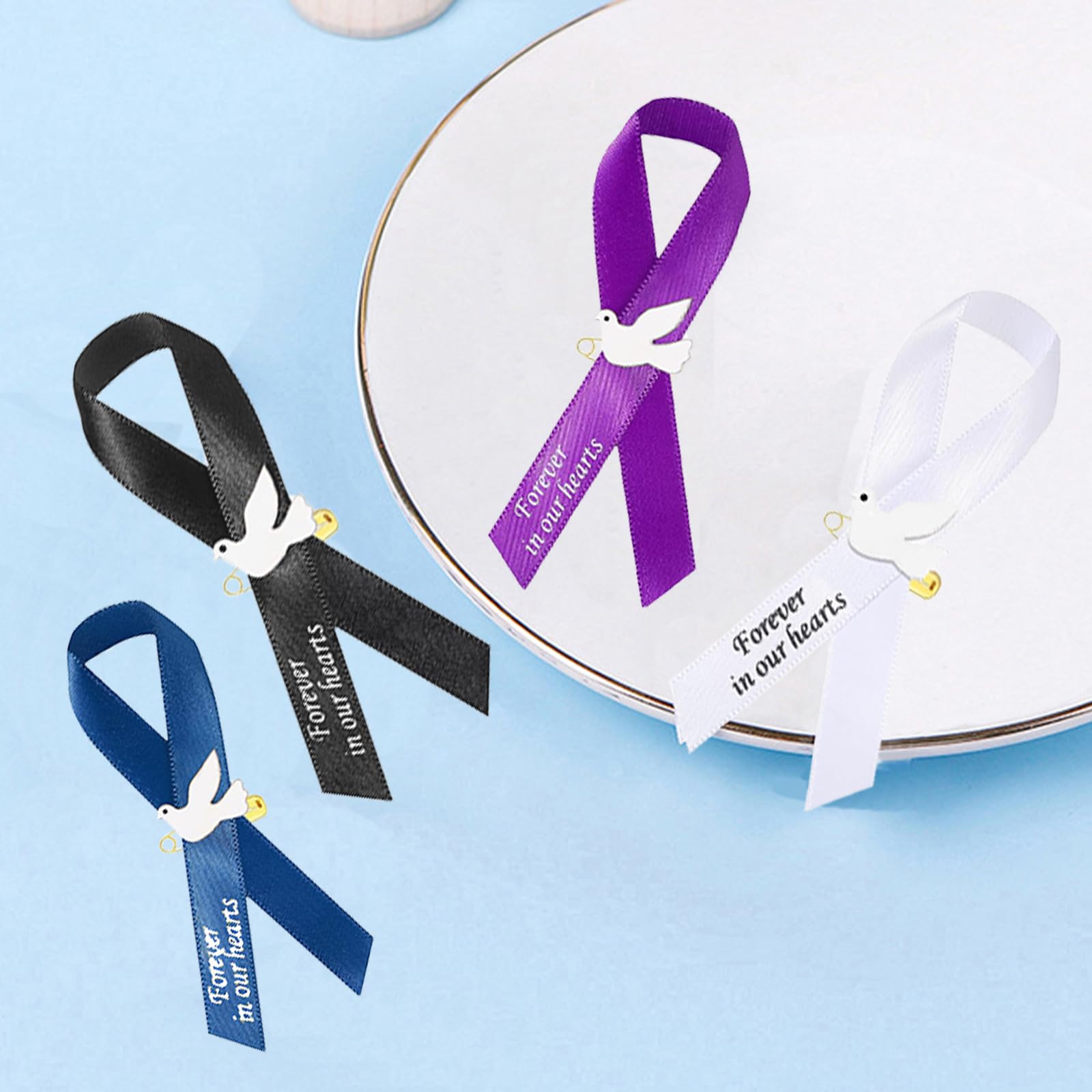 Spille commemorative per gli ospiti, set con spille commemorative a forma di fiore, biglietti commemorativi, sacchetti in organza, decorazioni funebri, Misura unica, Lega di acciaio