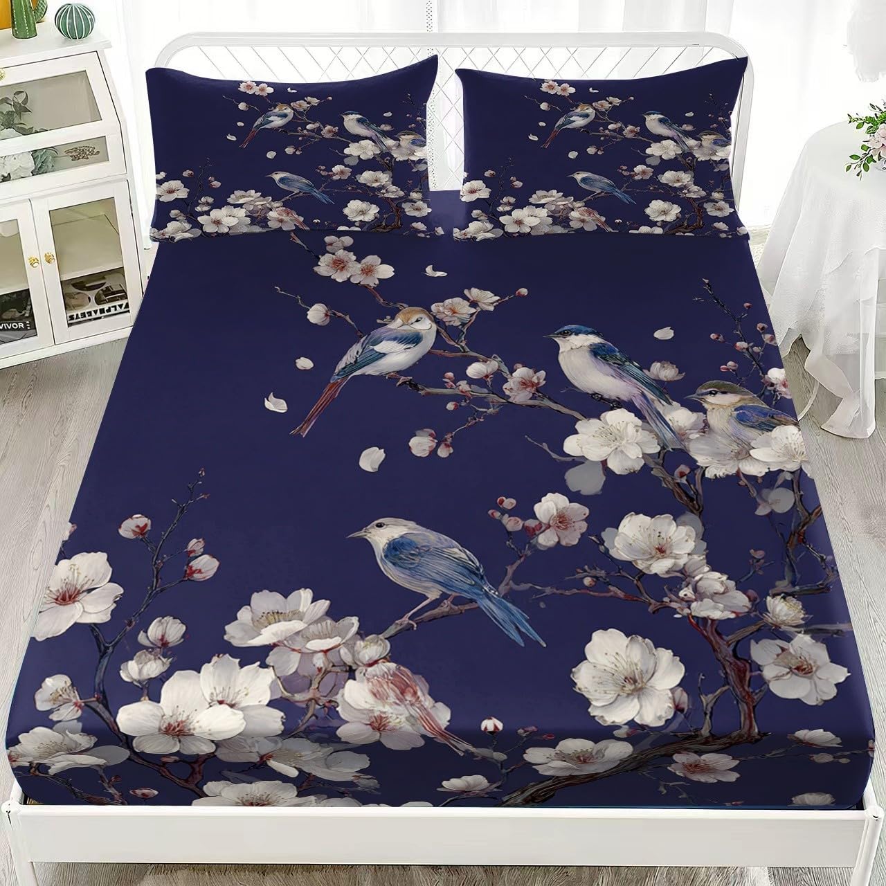 Matrimoniali Lenzuolo Sotto con Angoli 180x200x30cm Blu Scuro