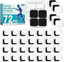 72 Pcs Reusable TENS Unit Pads (2"x2") with 0.2mm Connector | Self-Adhesive Electrodes Pads, Latex-Free, Hypoallergenic & Compatible with TENS/EMS, Portable TENS Unit, Value Pack