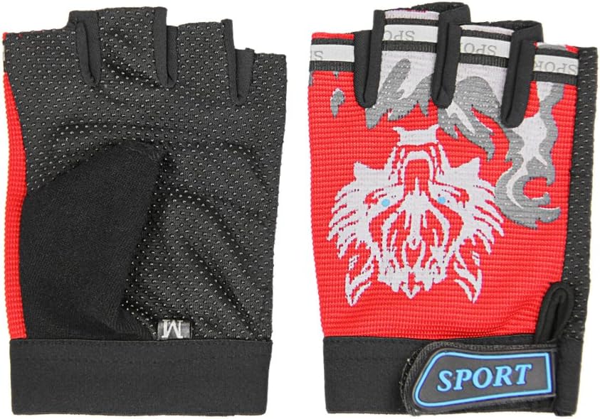 Cycling Gloves for Kids Boy Girl Biking Gloves Half Finger Fingerless Training Gym Riding Gloves Shockproof Foam Padded Child Bike Bicycle Gloves Mitten for MTB Skate Fitness Gloves (Red) : Sports & Outdoors