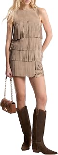 Women's Suede Tiered Mini Dress