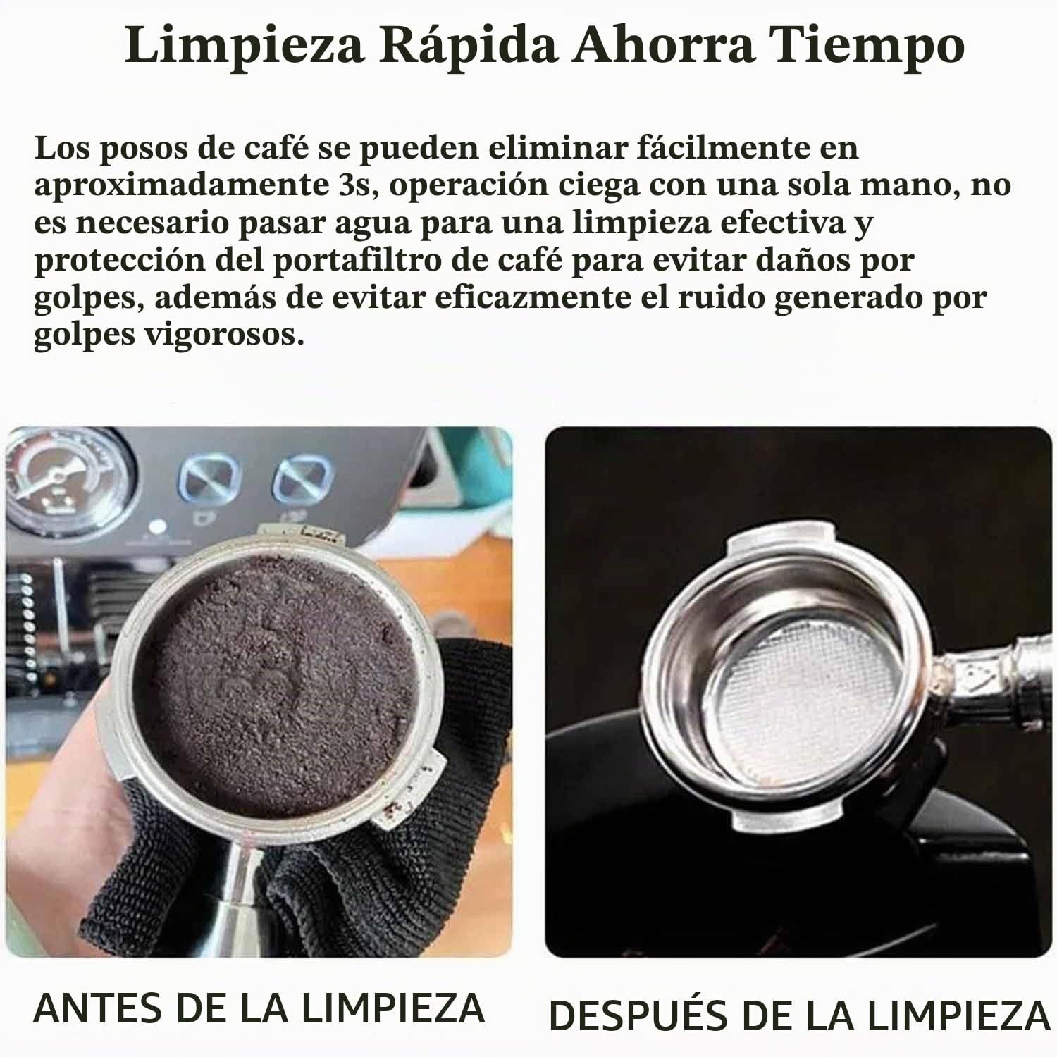 Limpiador de portafiltros eléctrico, limpiador automático de posos de café con 3 raspadores y 1 cabezal de cepillo