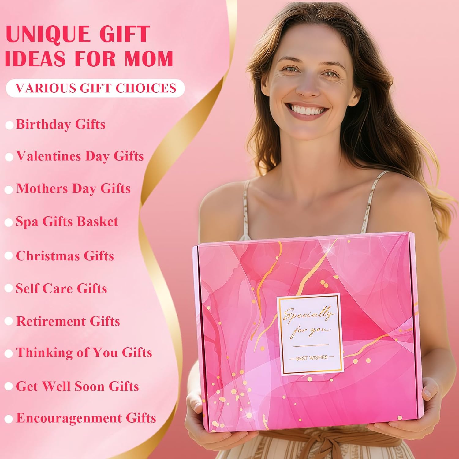 Mothers Day Birthday Gift for Mom from Daughter Son, Self Care Gifts Get Well Soon Gifts Basket for Moms Women Wife Grandma, Mother's Gifts for Stepmother Mama with Canvas Tote Bag