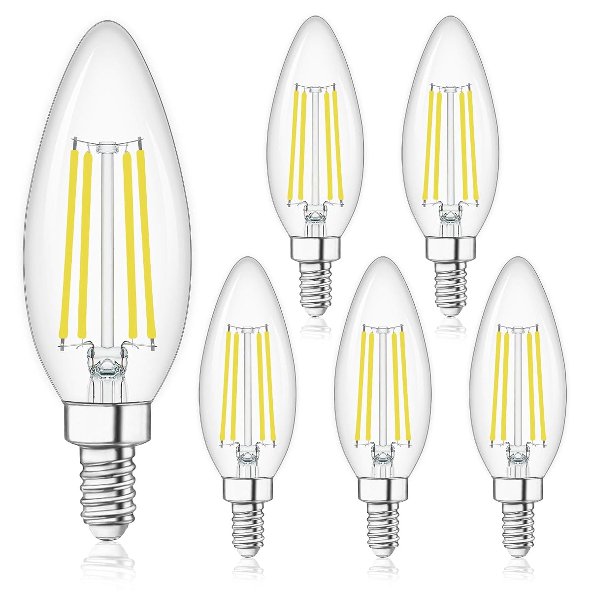 Winshine E12 Candelabra Led Bulbs Dimmable 4000K Daylight 60W Equivalent,Type B