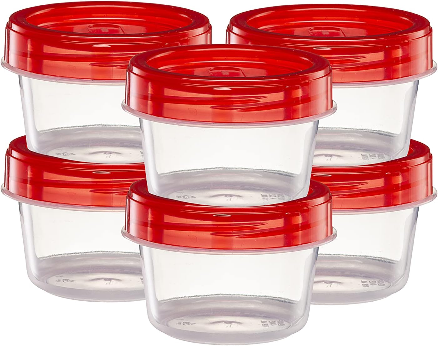 ELEGANT DISPOSABLES (4 Ounce 10 Pack) Twist cap Containers Clear Bottom With Red Top Screw on Lids Twist Top Food Storage Freezer Reusable Containers