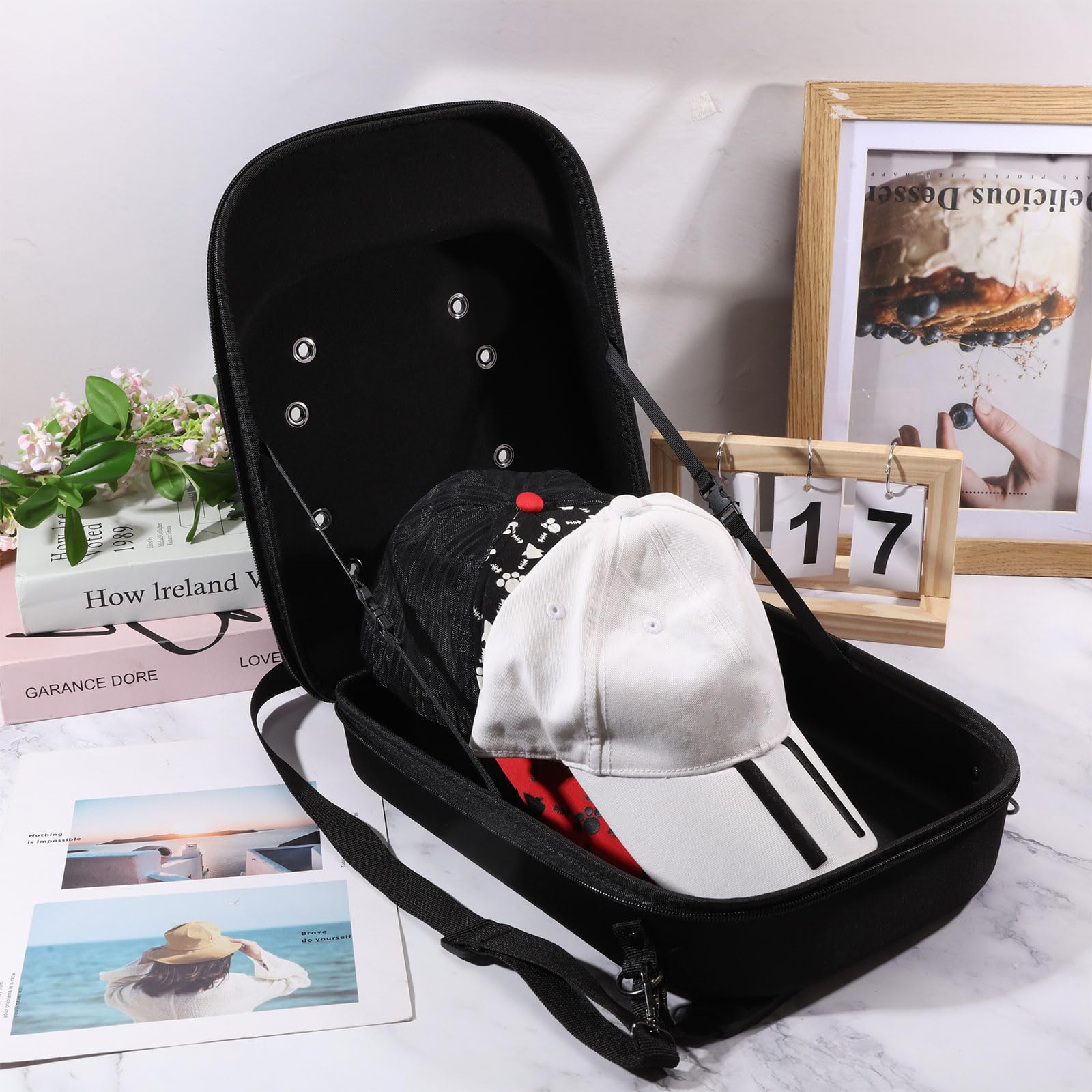 Coperchi Cappello Custodia Da Viaggio Spalla Regolabile Baseball Cap Carrier Cappello Borsa di stoccaggio per 6 Cappelli per Viaggio