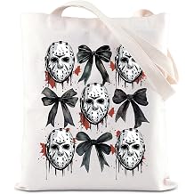 ENSIANTH Horror Movie Inspired Gift Fans-Mask Tote Bag Scary Movies Reusable Handbag Halloween Party Gift mask bow bag