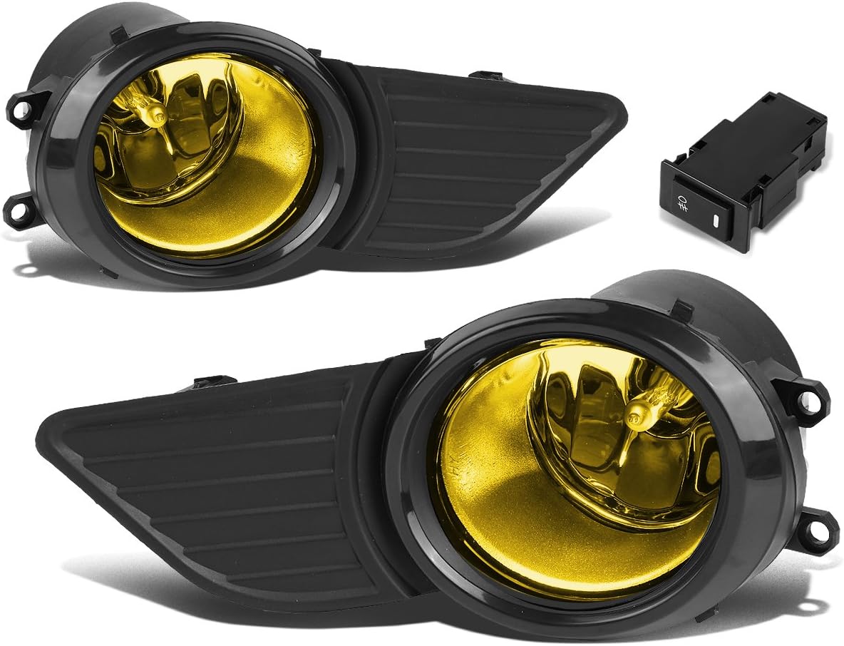 Auto Dynasty Fog Lights Assembly Compatible with 2011-2017 Toyota Sienna Front Bumper Driving Fog Lamps w/Switch and Bezel, Driver and Passenger Side, Amber Lens