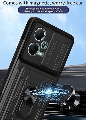 Miniatura 7 de Ysnzaq Funda militar resistente a prueba de golpes para Xiaomi Redmi Note 12 5GPoco X5, cubierta protectora de lente de ventana deslizante con