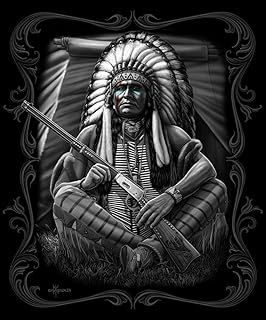 DGA Native American Warrior Queen Size Blanket, 79" L X 95" B