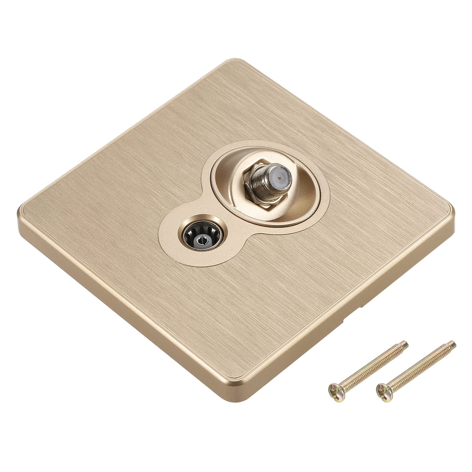 sourcing map TV Aerial Socket Wall Plate Outlet Satellite Gold Tone PC 88mm x 86mm for Coaxial Cable Lead