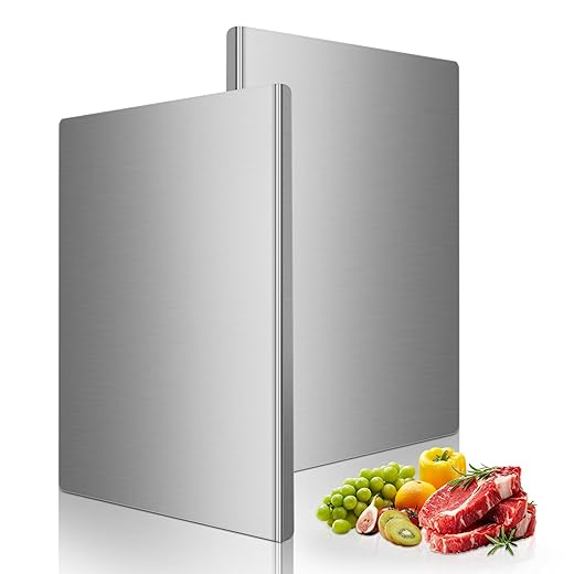 Stainless Steel Cutting Board, Kitchen Chopping Board for Cutting Meat, Veggies and Fruit, 16 × 12 × 0.8 inch
