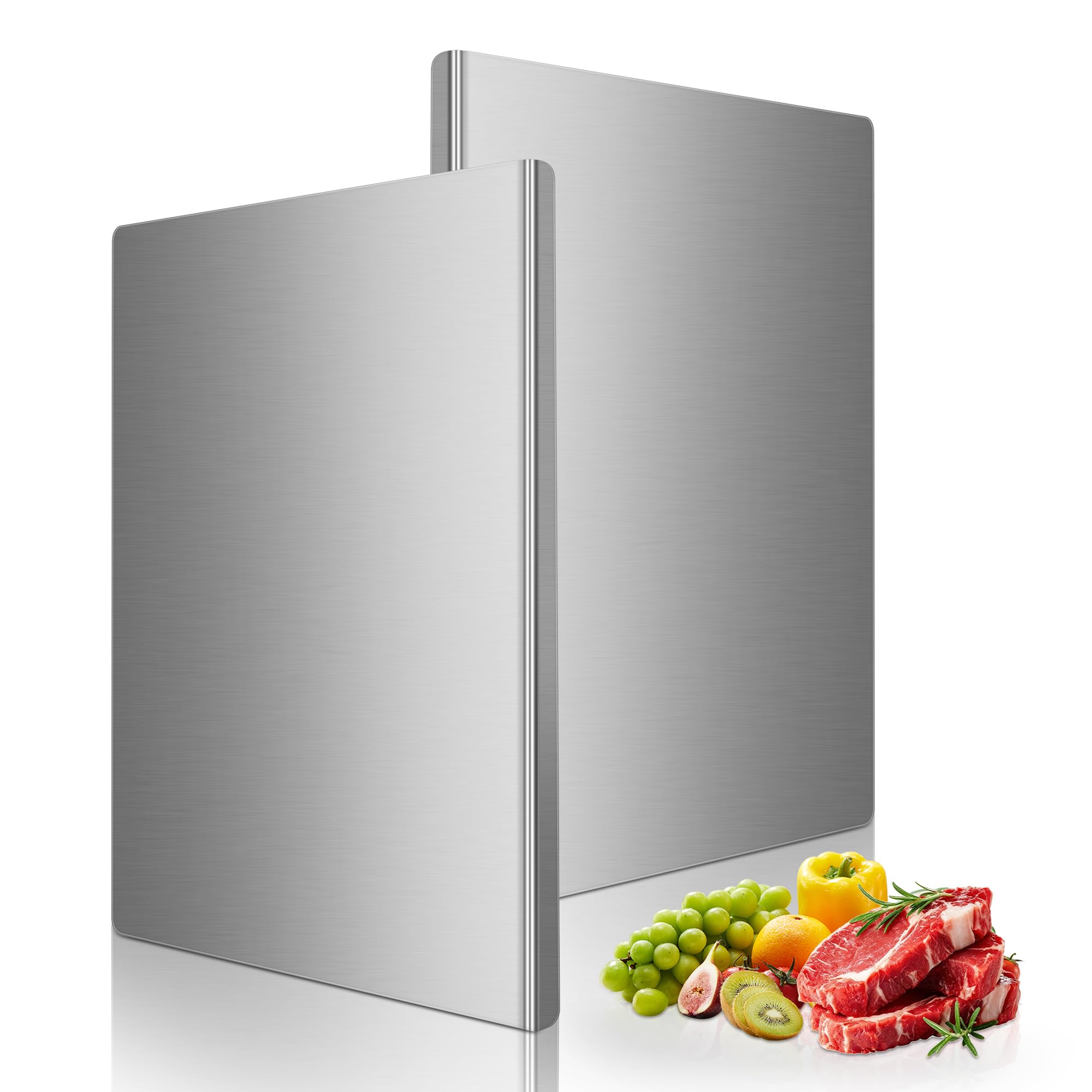 Tabla de Cortar Acero Inoxidable 2 piezas con Borde 40 x 30 cm | Tabla de Cortar de Cocina para Cortar con Borde para Encimera