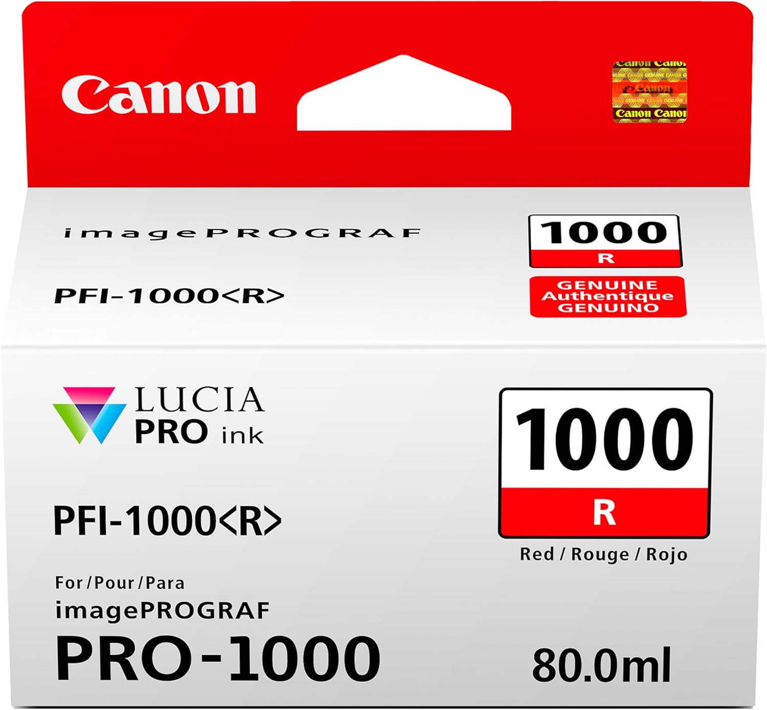 Canon PFI-1000 Genuine Red Ink Tank, Compatible with ImagePROGRAF PRO-1000 Printers