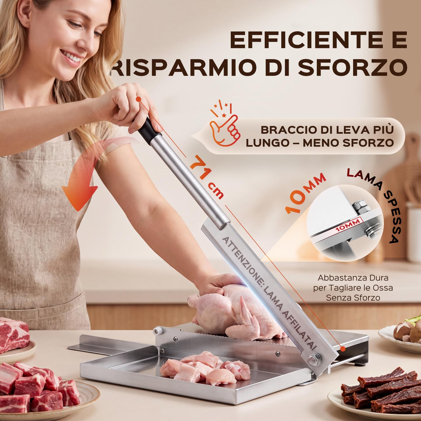 Moongiantgo Affettatrice Manuale per Carne Ossa, 36cm Lama, Taglia Carne