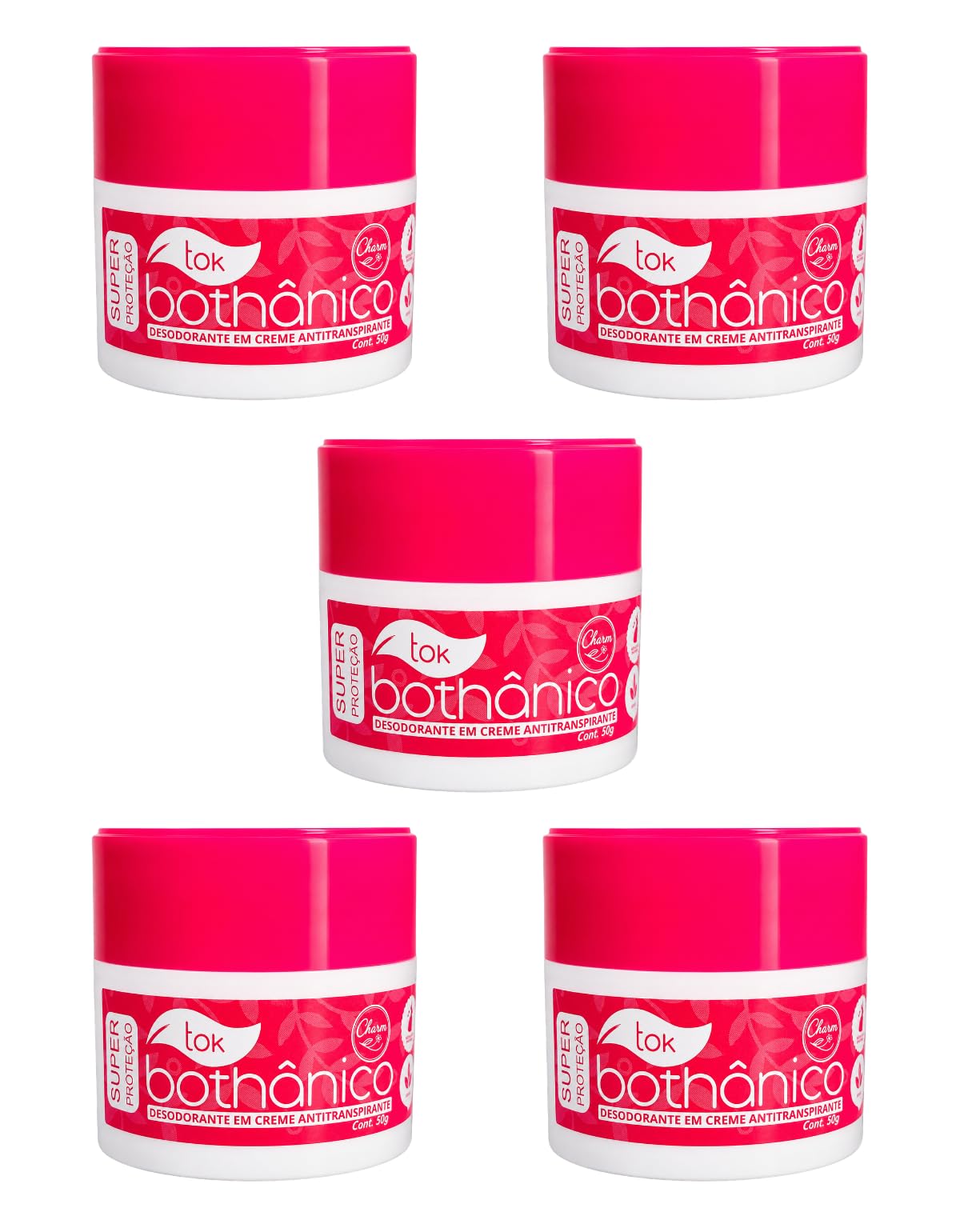 Kit Desodorante Creme Charm 50g Antitranspirante 5un | Antitranspirante