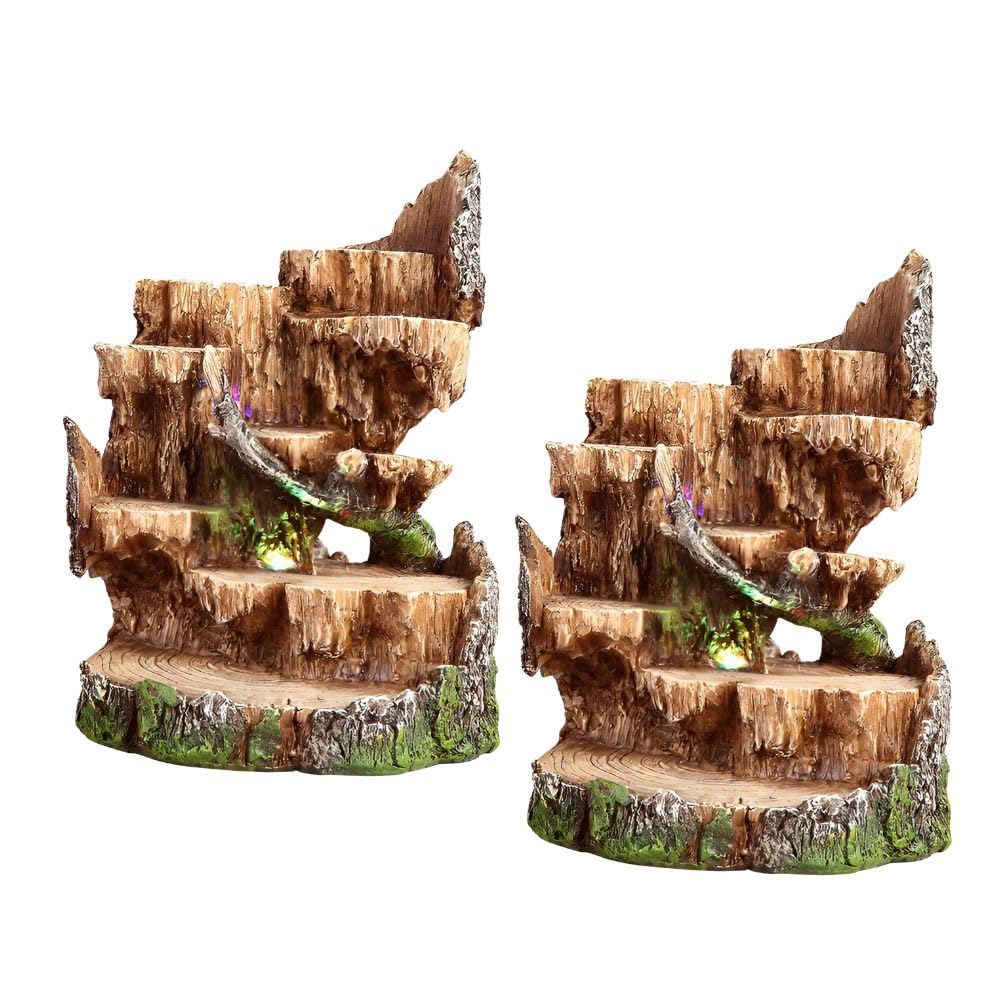 ICE ARMOR 2-PC Gift Set 10" H Tree Trunk Display for Mini Owl Figurine Statue Ornament Home Room Office Decor Ideas for Housewarming, Holidays and Birthdays