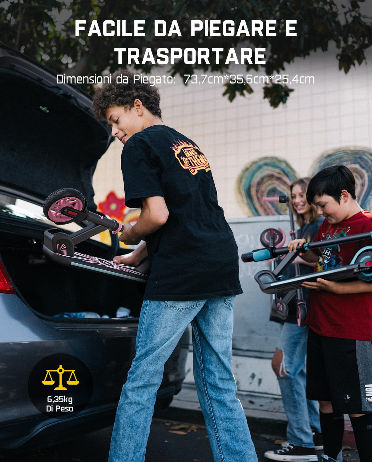 FanttikRide C9 Apex Patinete Electrico para Niños, Bluetooth | Altavoz Bluetooth, Luces Arcoíris, 8/13/16 km/h, Alcance de 8 km, Altura Ajustable, Plegable, hasta 60 kg
