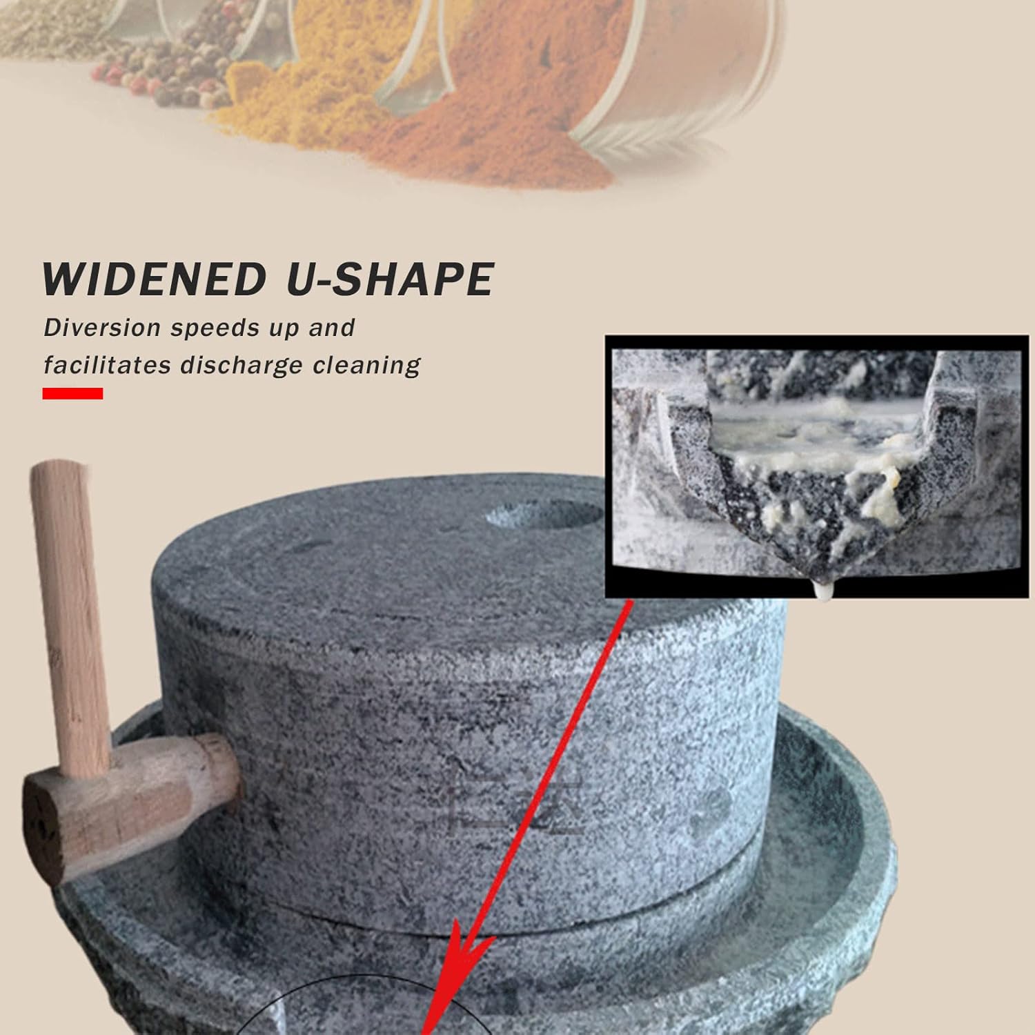 Handmade Bluestone Mill/Grinder (Medium) Handmade Household Old Hand Mill for Grain Bean And Barley with Wooden e