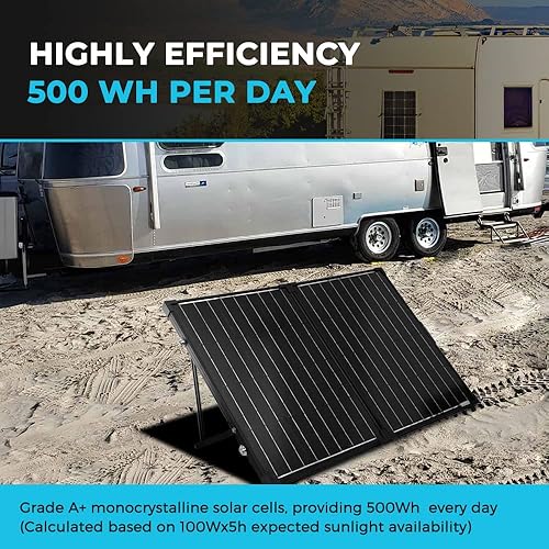 Miniatura 10 de Renogy - Panel solar portátil plegable de 100W 12V monocristalino no dependiente de la red eléctrica soporte integrado con estuche con controlador