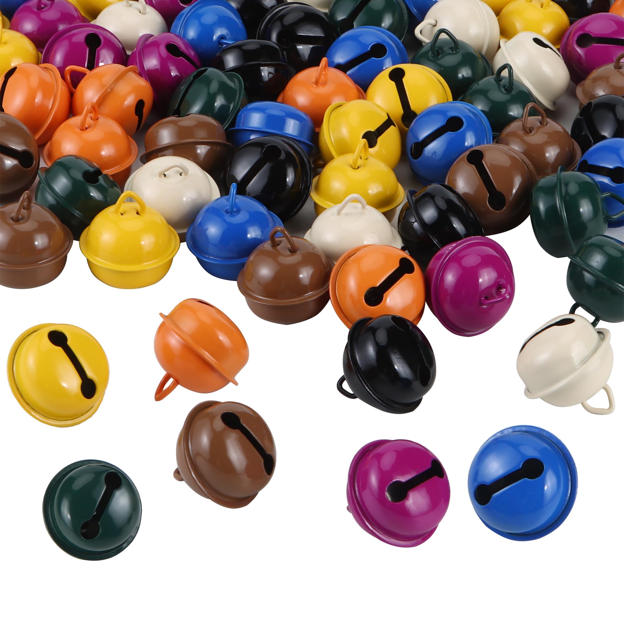 80pcs 22mm Cascabeles Metal Cascabeles Manualidades de Colores Campanilla para decoración del hogar, Festivales de Navidad, Collares de Gato, Corona, Timbres y timbres de Trineo