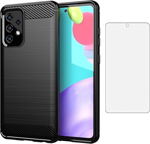 Asuwish Funda compatible con Samsung Galaxy A52 5G4G y protector de pantalla de vidrio templado, accesorios de celda, funda delgada de TPU suave