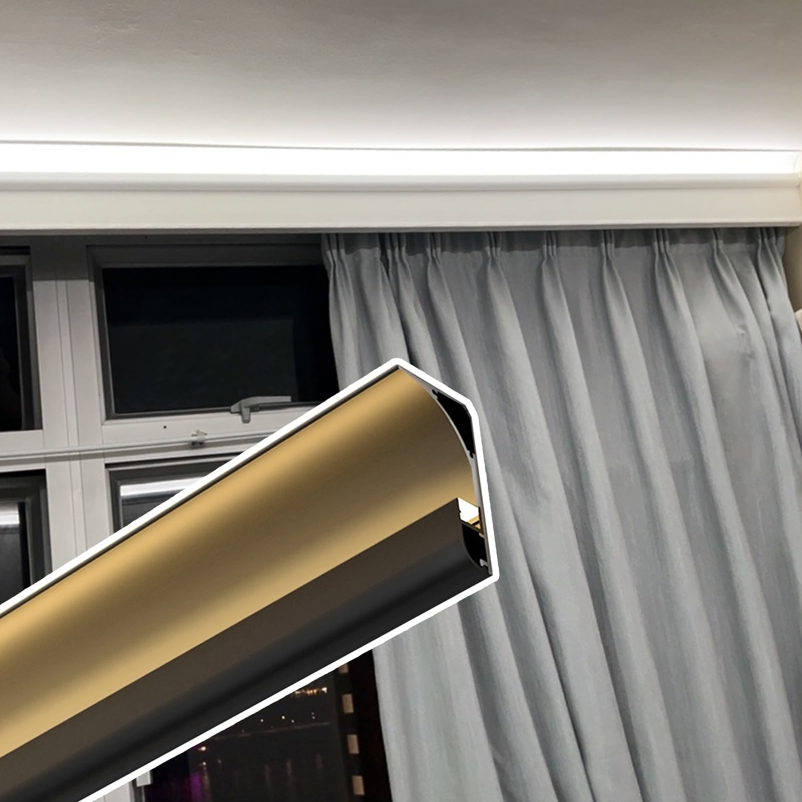 Aluminiowa listwa ozdobna LED do taśm LED 8 mm, możliwość przycięcia, do oświetlenia sufitowego płyt gipsowo-kartonowych, 16 m, czarna
