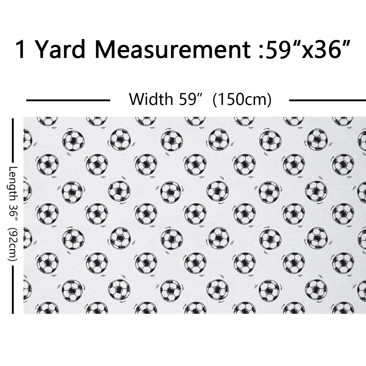 Soccer Balls Upholstery Fabric by The Yard Football Sports Theme Design Fabric for Chairs and Home DIY Projects Ball Game Decorative Waterproof Fabric 5 Yards,(L460*W150cm) Black White - Image 2